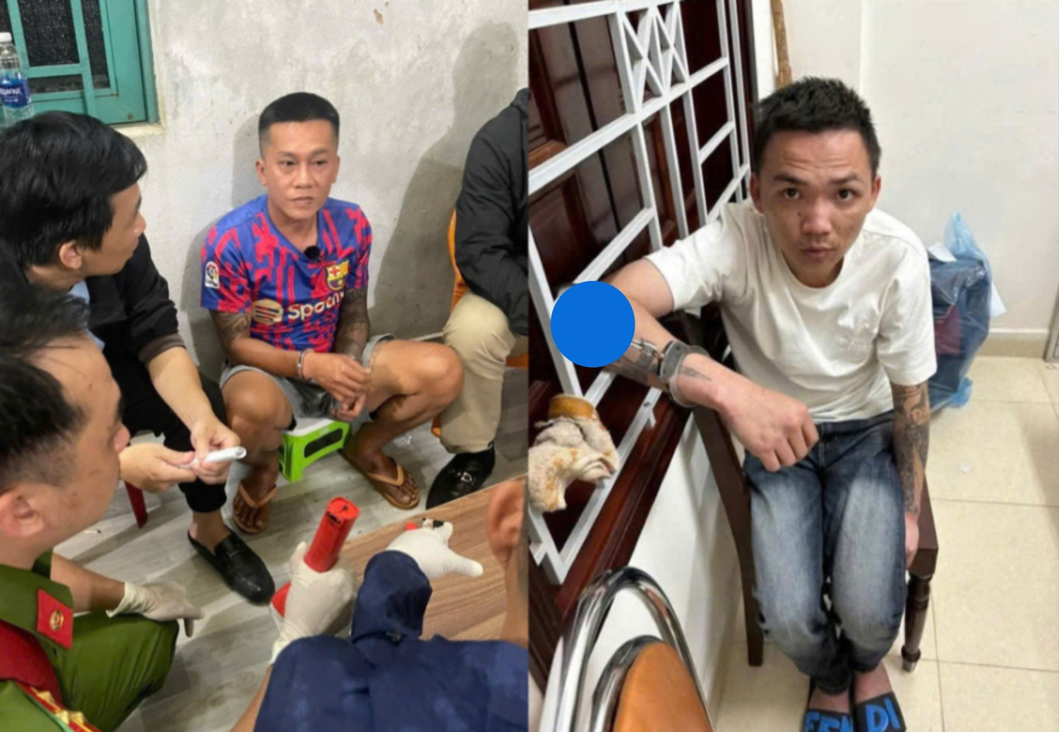       2 nghi phạm cướp ngân hàng mới bị bắt - Ảnh: Tiền Phong      