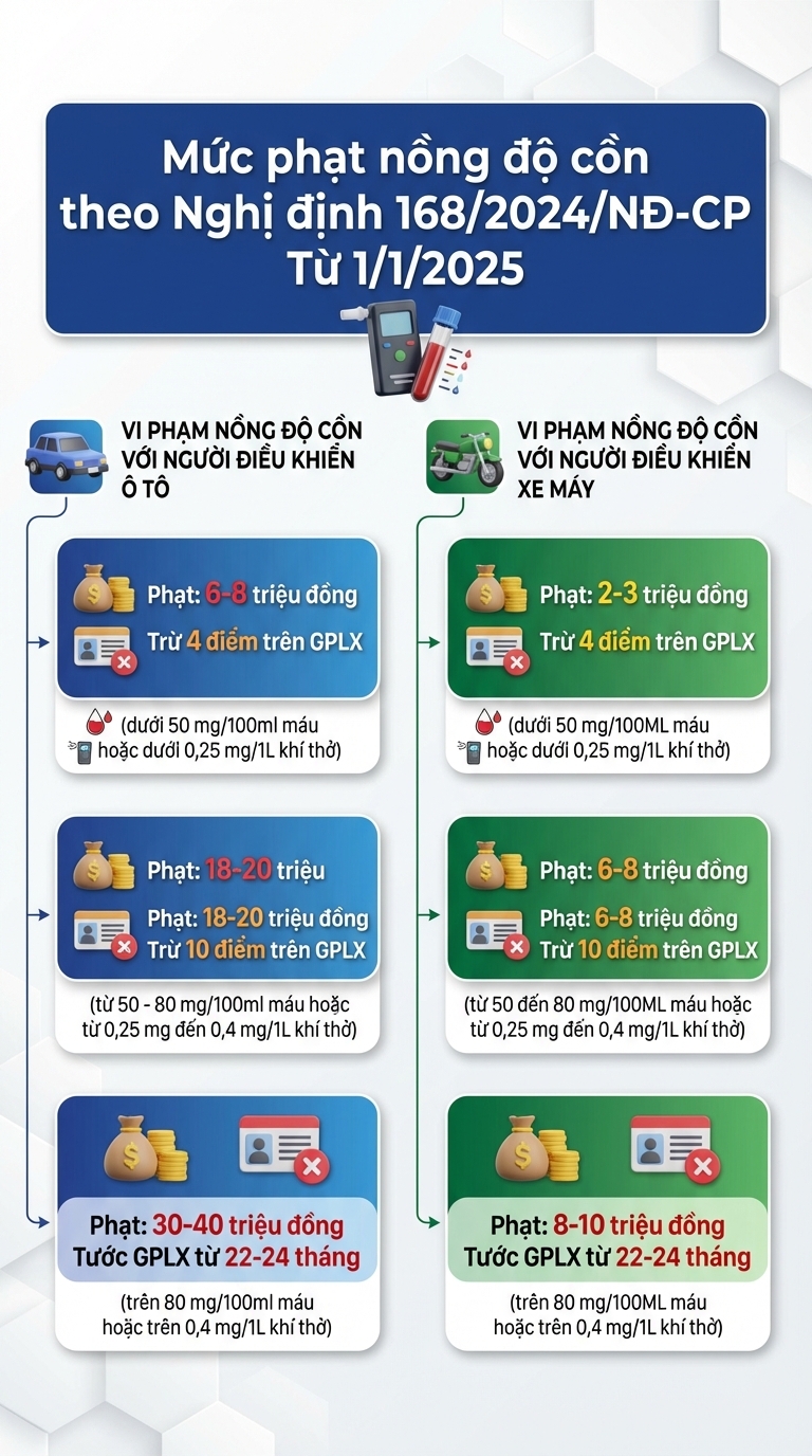 Uống rượu bia tối 30 Tết, sáng mùng 1 lái xe: Có bị xử phạt nguội theo Nghị định 168 không? 