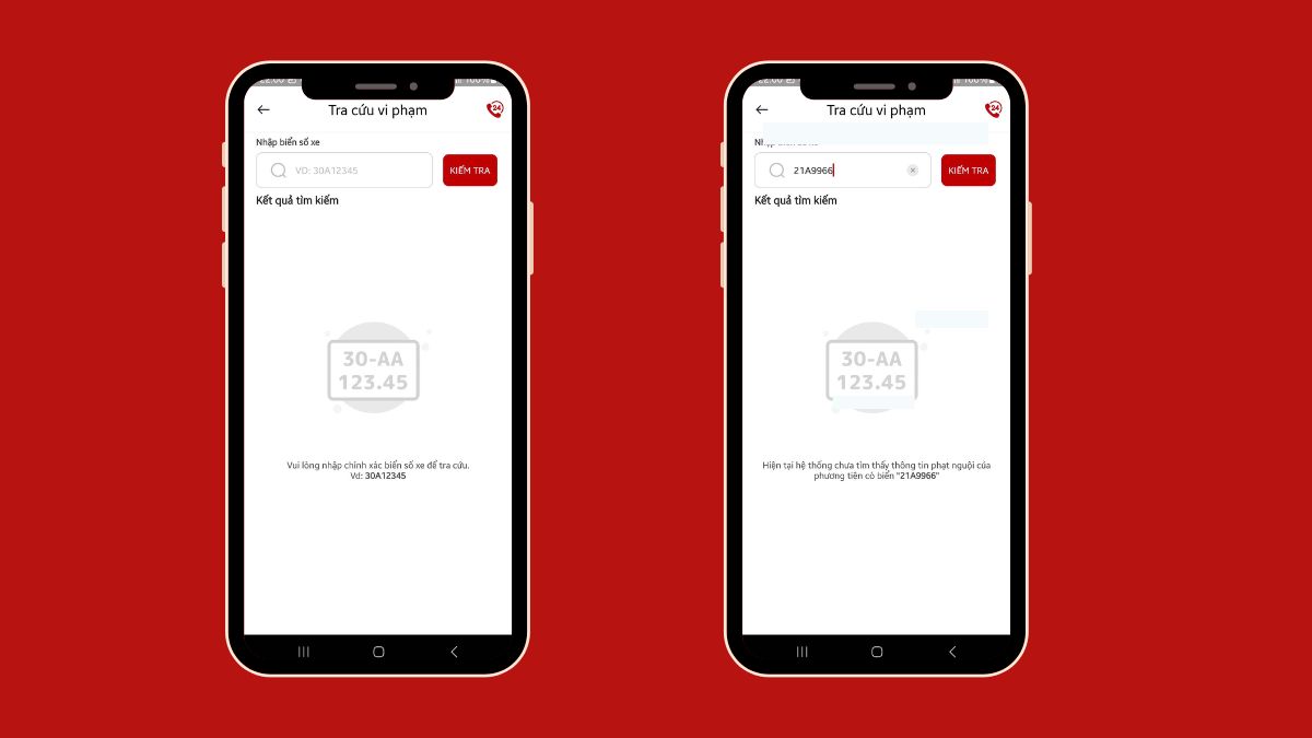 Nhập biển số muốn tra cứu phạt nguội.