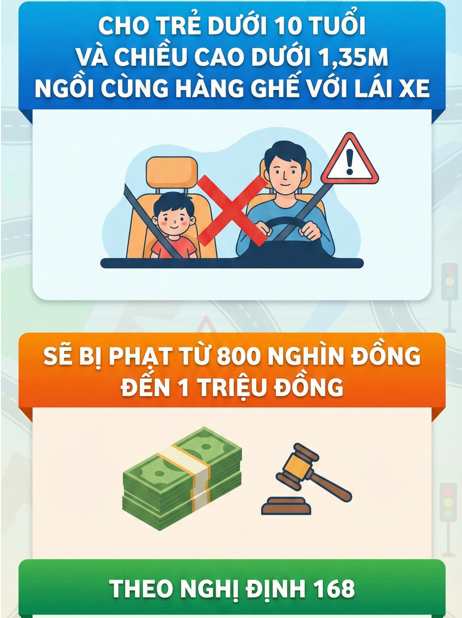 Người lớn ngồi ghế phụ ô tô có được ôm trẻ em ngồi cùng không? Cục CSGT giải đáp