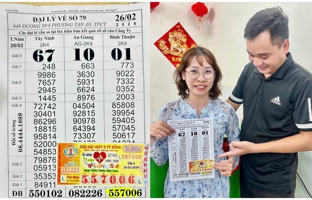 Tờ vé số trúng độc đắc.