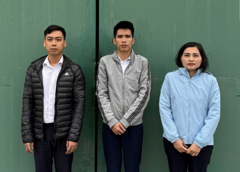 Các đối tượng Phạm Vinh Quang, Nguyễn Tuấn Đạt và Đào Thị Phương Thảo (Ảnh: Công an TP Hải Phòng).