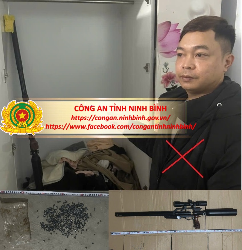 Đối tượng Đại. và tang tang vật - Ảnh: Công an Ninh Bình