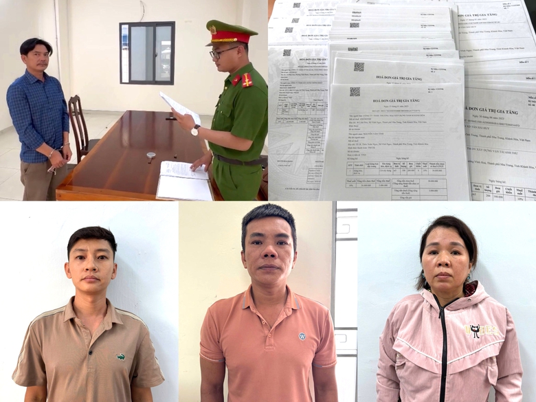 Các bị can bị khởi tố liên quan đến hành vi mua bán trái phép hóa đơn. Ảnh: Công an Khánh Hòa.