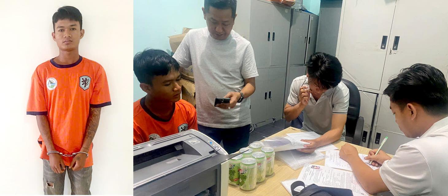 Đối tượng Thạch Sang tại cơ quan công an (Ảnh: Công an Đồng Nai).