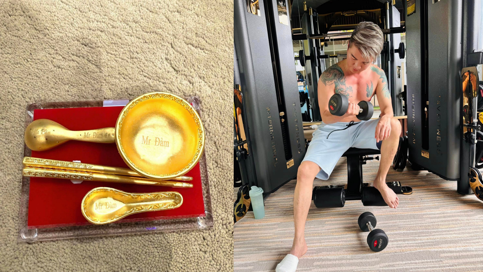 Soi bát, đũa, thìa vàng khắc tên chính chủ của 