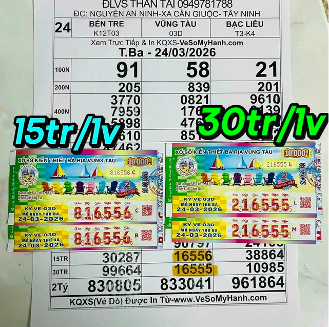   Một người phụ nữ cùng lúc trúng 2 giải xổ số miền Nam đài Vũng Tàu.  