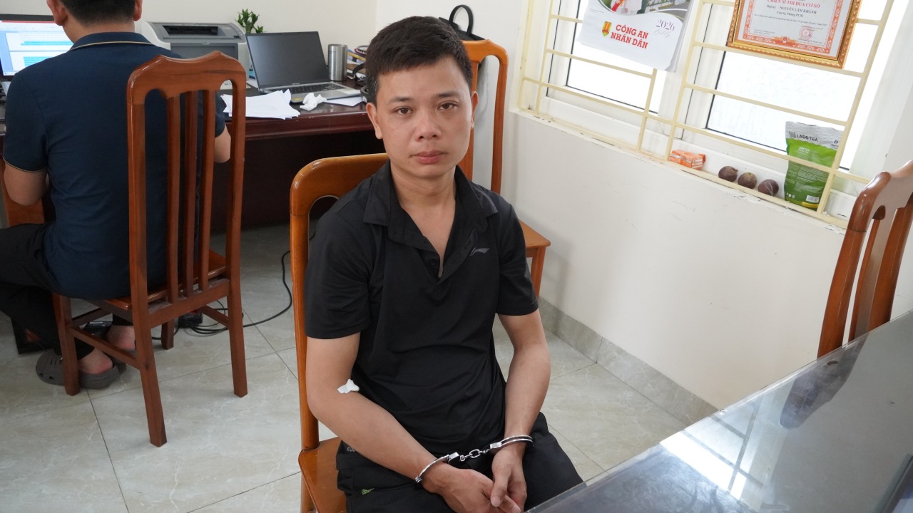 Đối tượng Nguyễn Ngọc Đạo tại cơ quan Công an (Ảnh: Công an tỉnh Quảng Trị).