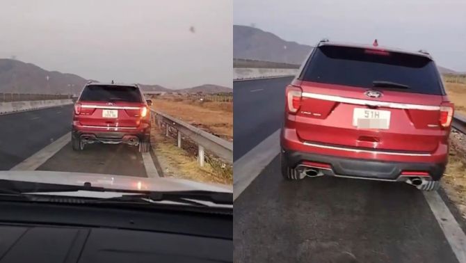 Một tài xế đỗ xe trên cao tốc để ngủ đã bị xử phạt (Ảnh: Cục CSGT).