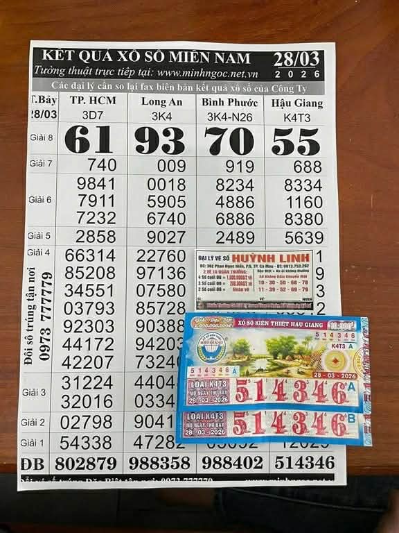 2 tờ vé số trúng độc đắc của đôi vợ chồng ở Cà Mau. (Ảnh: Thanh Niên)