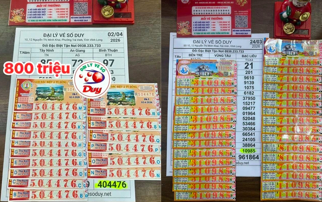 Hình ảnh những tờ vé số may mắn.