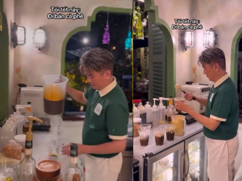 Đàm Vĩnh Hưng gây chú ý khi đi bán cafe ở tuổi U60.