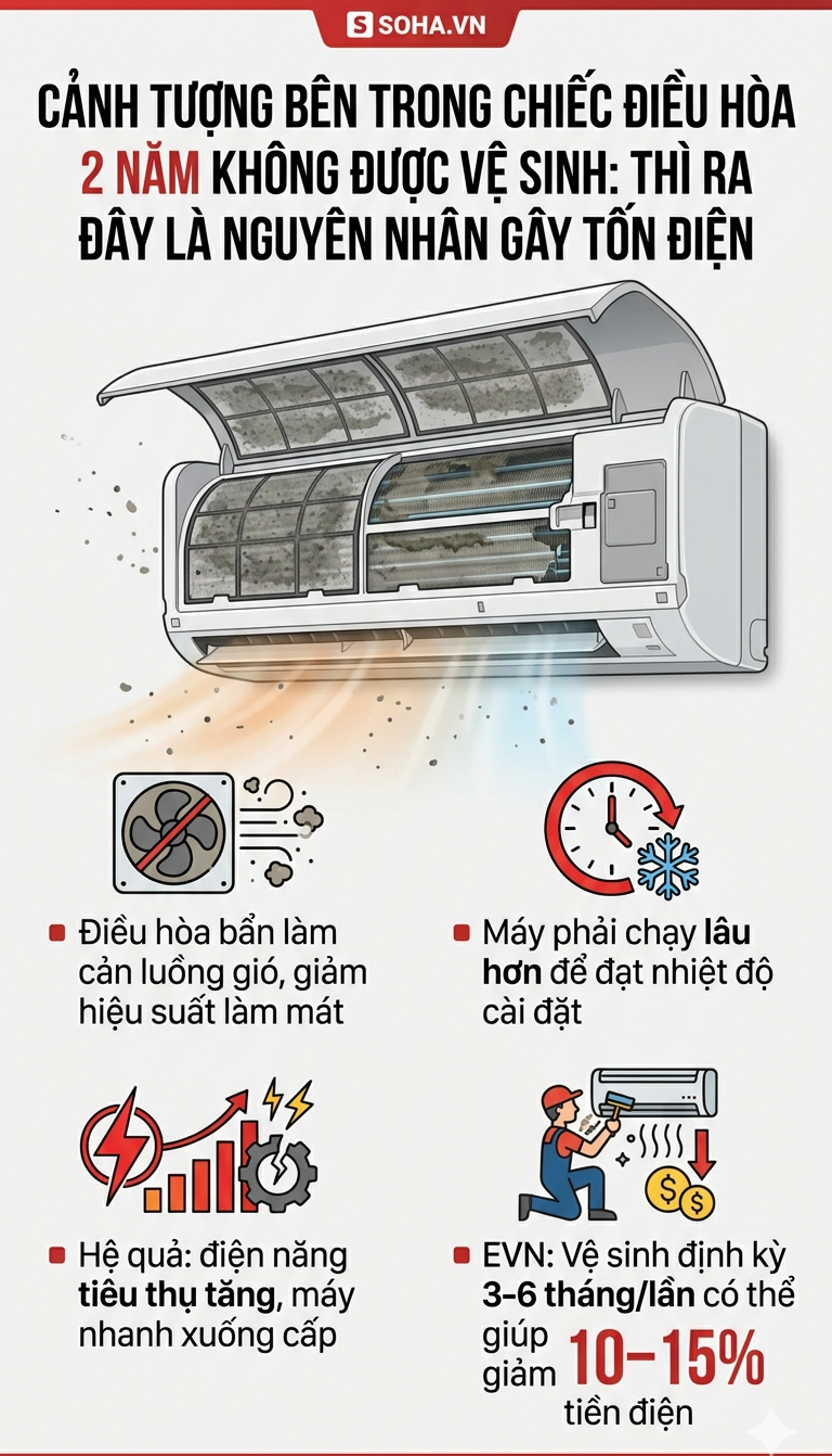 Cảnh tượng bên trong chiếc điều hòa 2 năm không được vệ sinh: Thì ra đây là nguyên nhân gây tốn điện