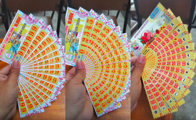 Những tờ vé số có dãy số độc lạ được anh Giàu sưu tầm.