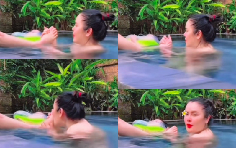 Hình ảnh Phương Lê thể hiện tình yêu với chồng trong clip (nguồn Yeah 1).