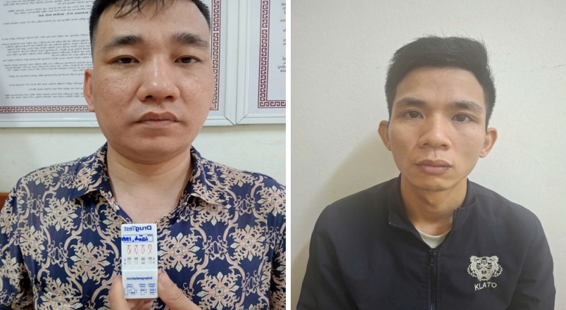 Đối tượng Phạm Trọng Lành (bên trái) và Trần Văn Nhất (bên phải) tại Cơ quan điều tra - Ảnh: Công an Hưng Yên