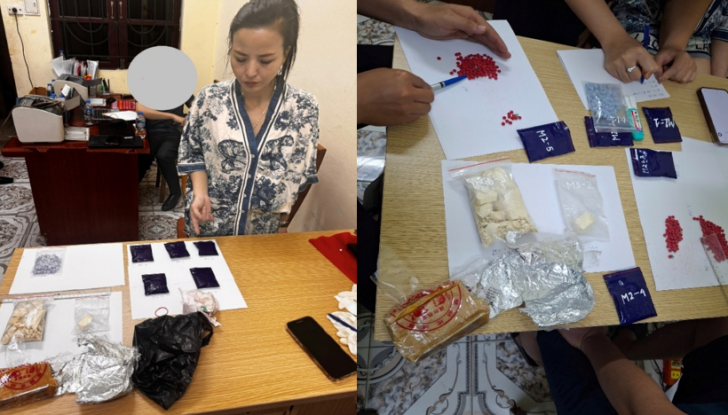 Đối tượng Nguyễn Hoàng Anh cùng số ma túy bị thu giữ - Ảnh: Công an Hưng Yên