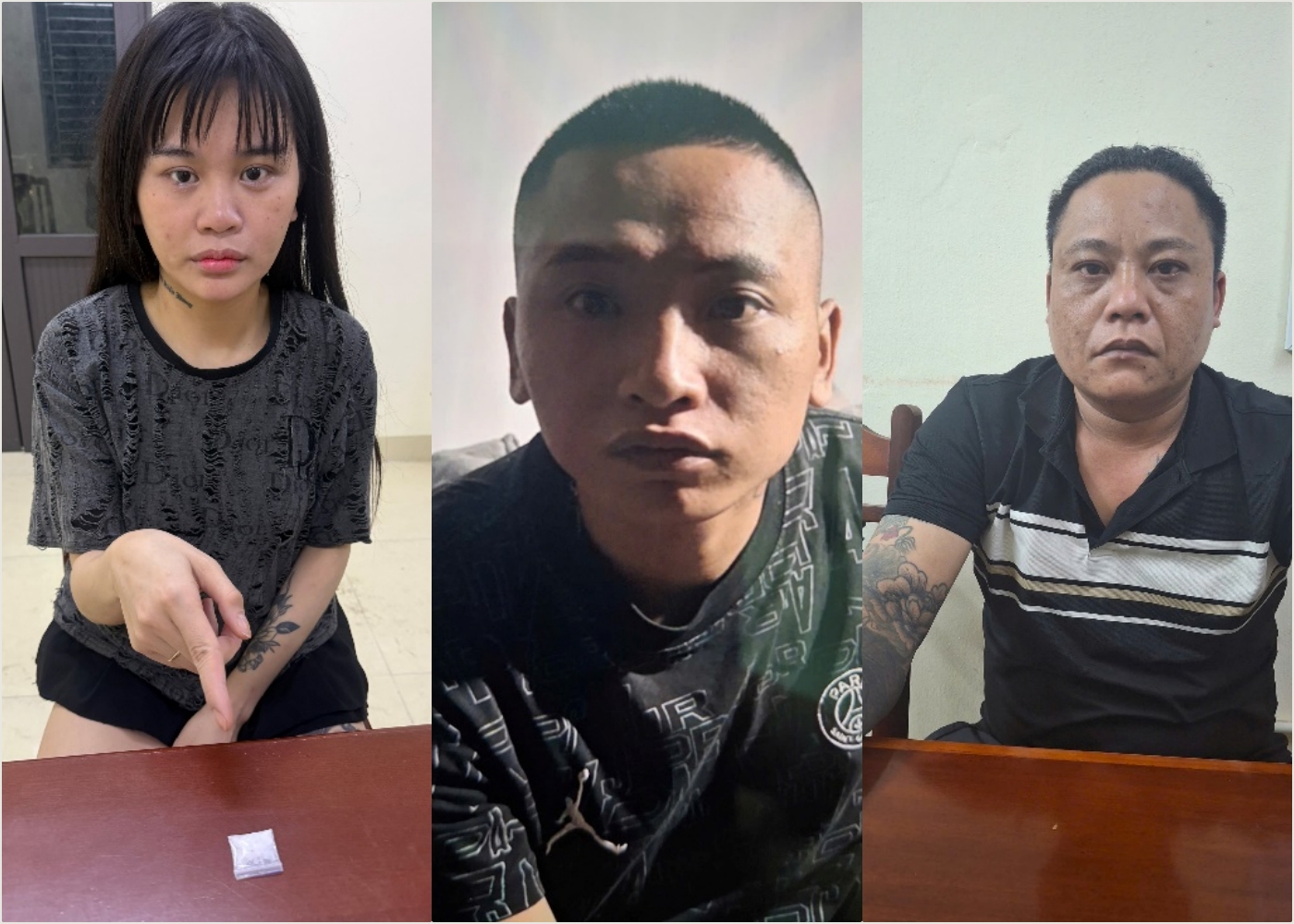 Các đối tượng tại cơ quan công an - Ảnh: Công an Hưng Yên