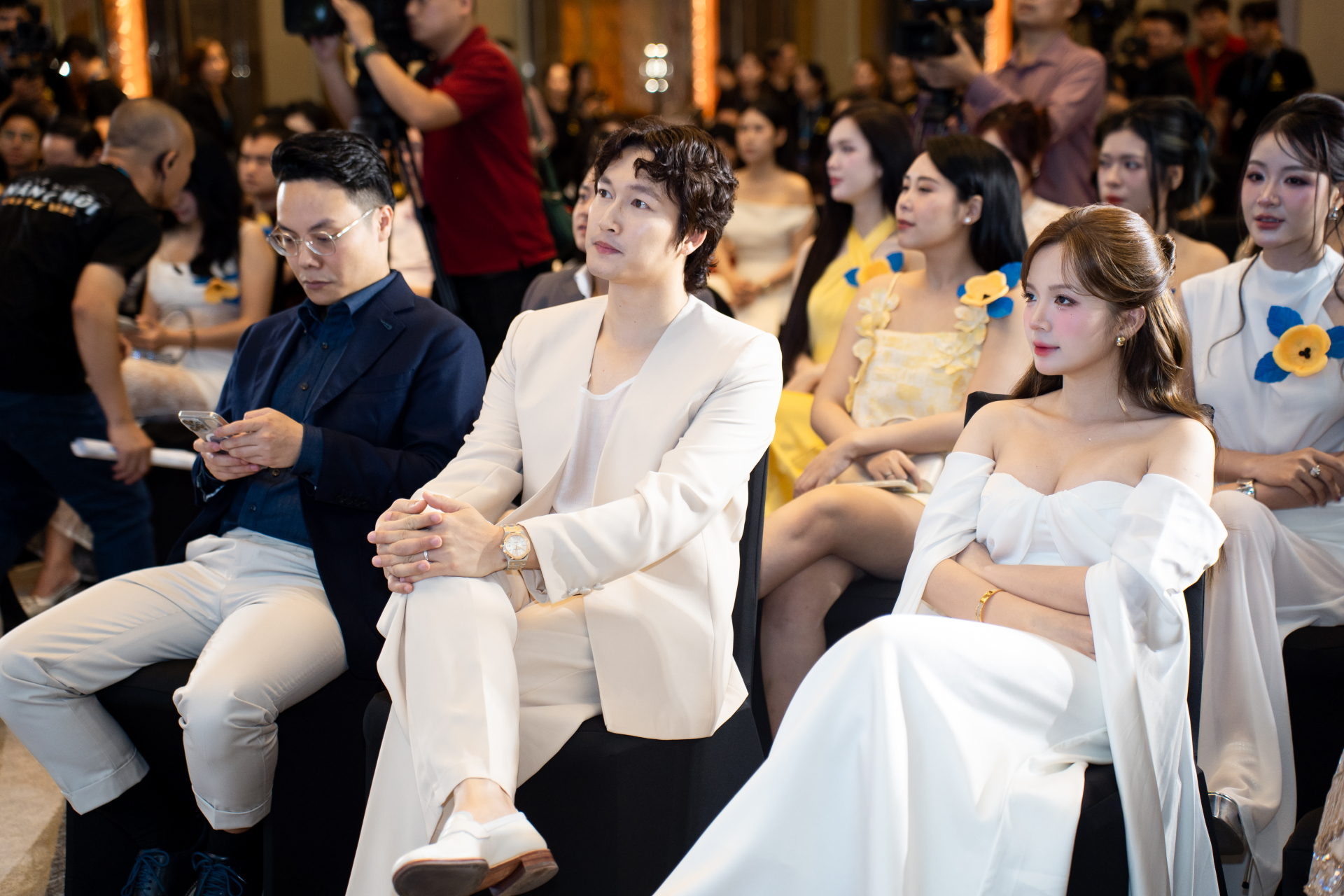 Vợ chồng Đình Tú, Ngọc Huyền tại sự kiện.