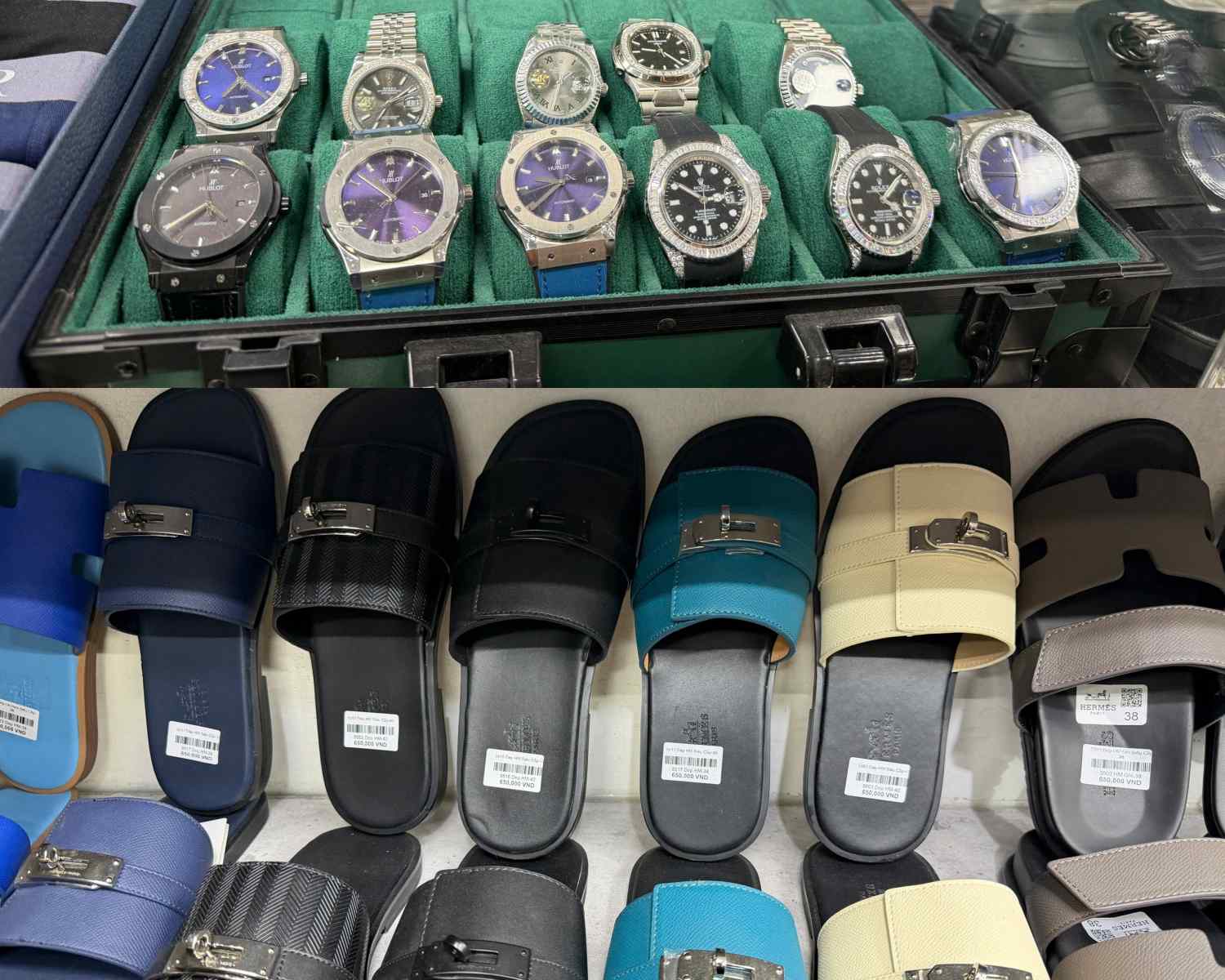 Các sản phẩm tại hộ kinh doanh Chí Phát Luxury - Ảnh: Công an TPHCM