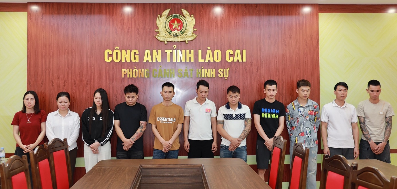 Các đối tượng bị bắt giữ - Ảnh: Công an Lào Cai