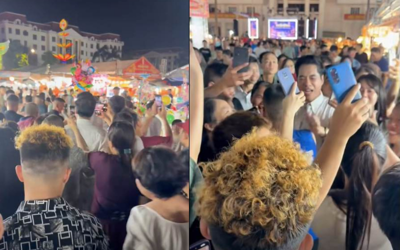 Hàng trăm người vây quanh Ngọc Sơn.