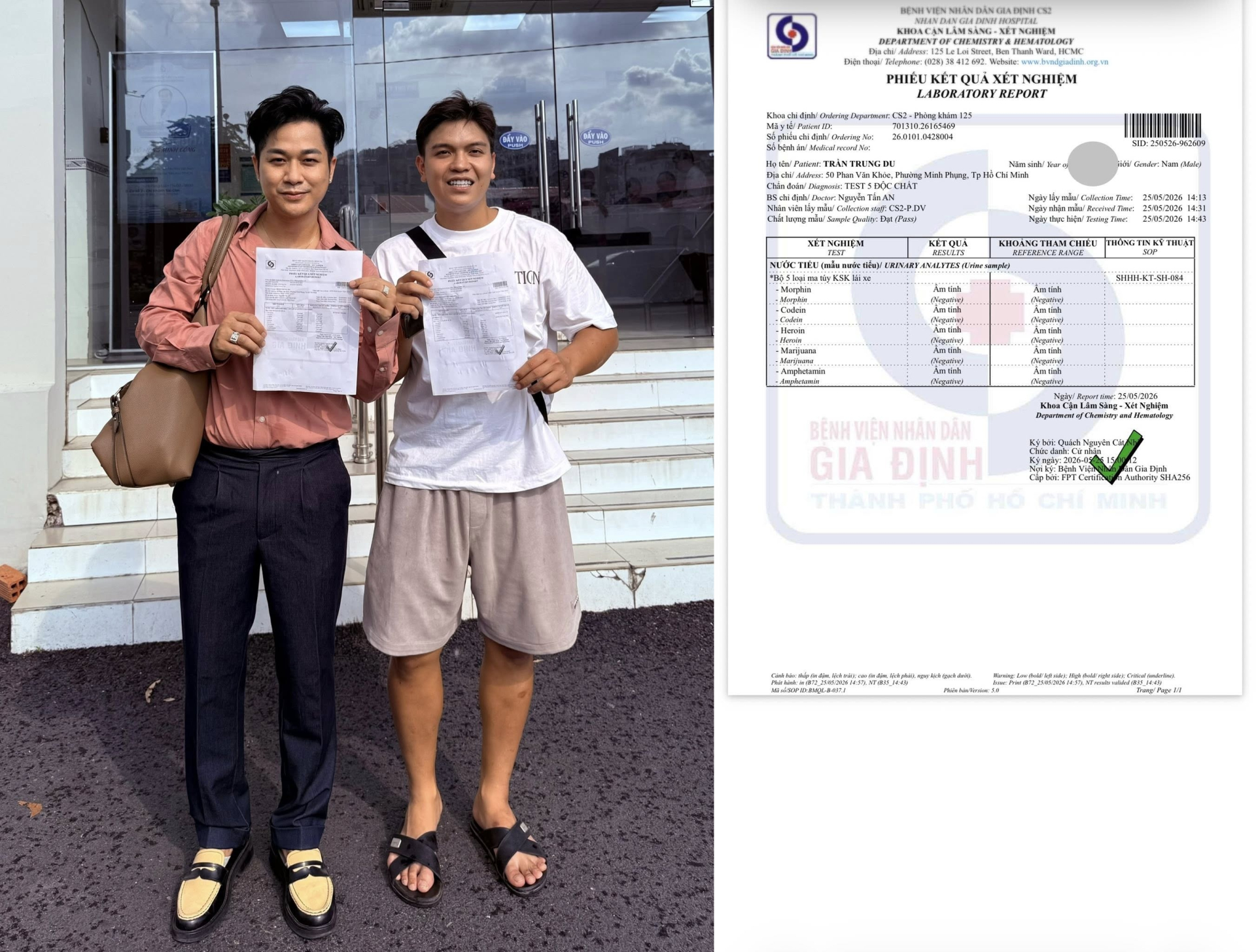 Quách Tuấn Du công khai kết quả xét nghiệm ma túy âm tính trên trang cá nhân