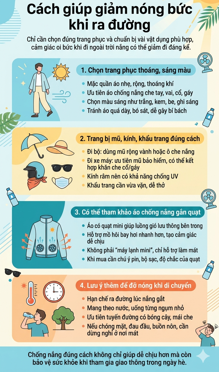 Cách giúp giảm nóng bức khi ra đường