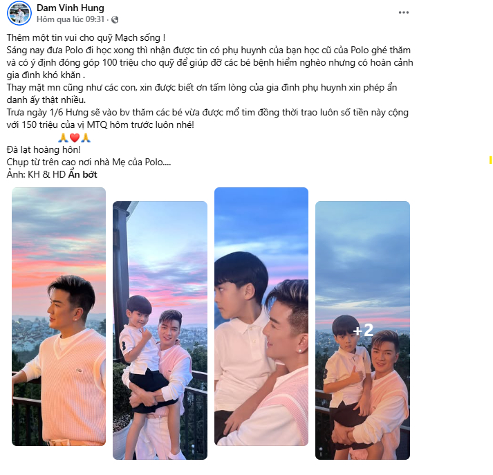 Status chia sẻ của Đàm Vĩnh Hưng.