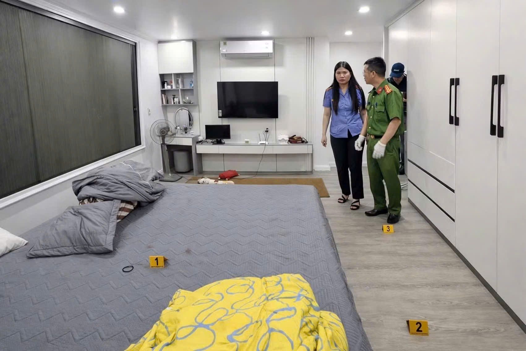 Hiện trường nơi nữ giáo viên bị chồng hành hung. 