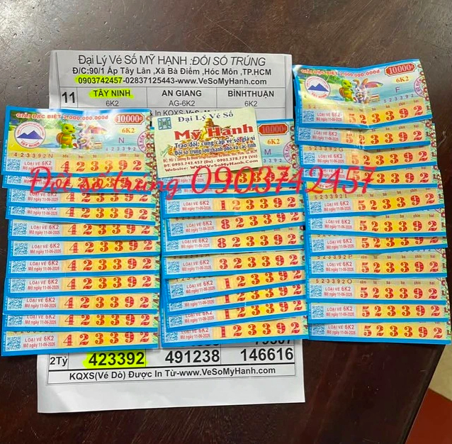 Hình ảnh những tờ vé số may mắn.