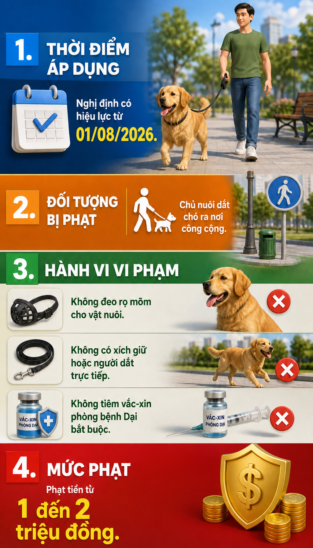 Tất cả người dân đang nuôi chó, mèo chú ý quy định phạt đến 2 triệu đồng từ 1/8