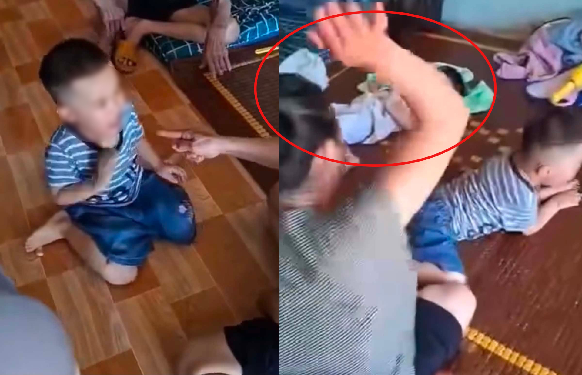 Clip ghi lại hình ảnh cháu bé bị bạo hành thô bạo.