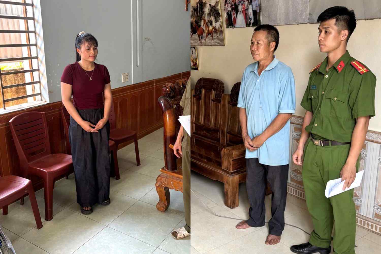 Bị can Trang (trái) và Thu - Ảnh: Công an Thanh Hóa