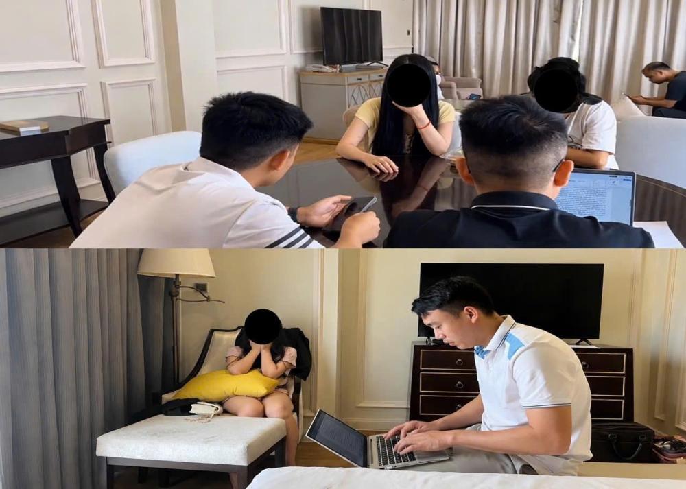 Công an làm việc với những đối tượng liên quan - Ảnh: Công an Bắc Ninh