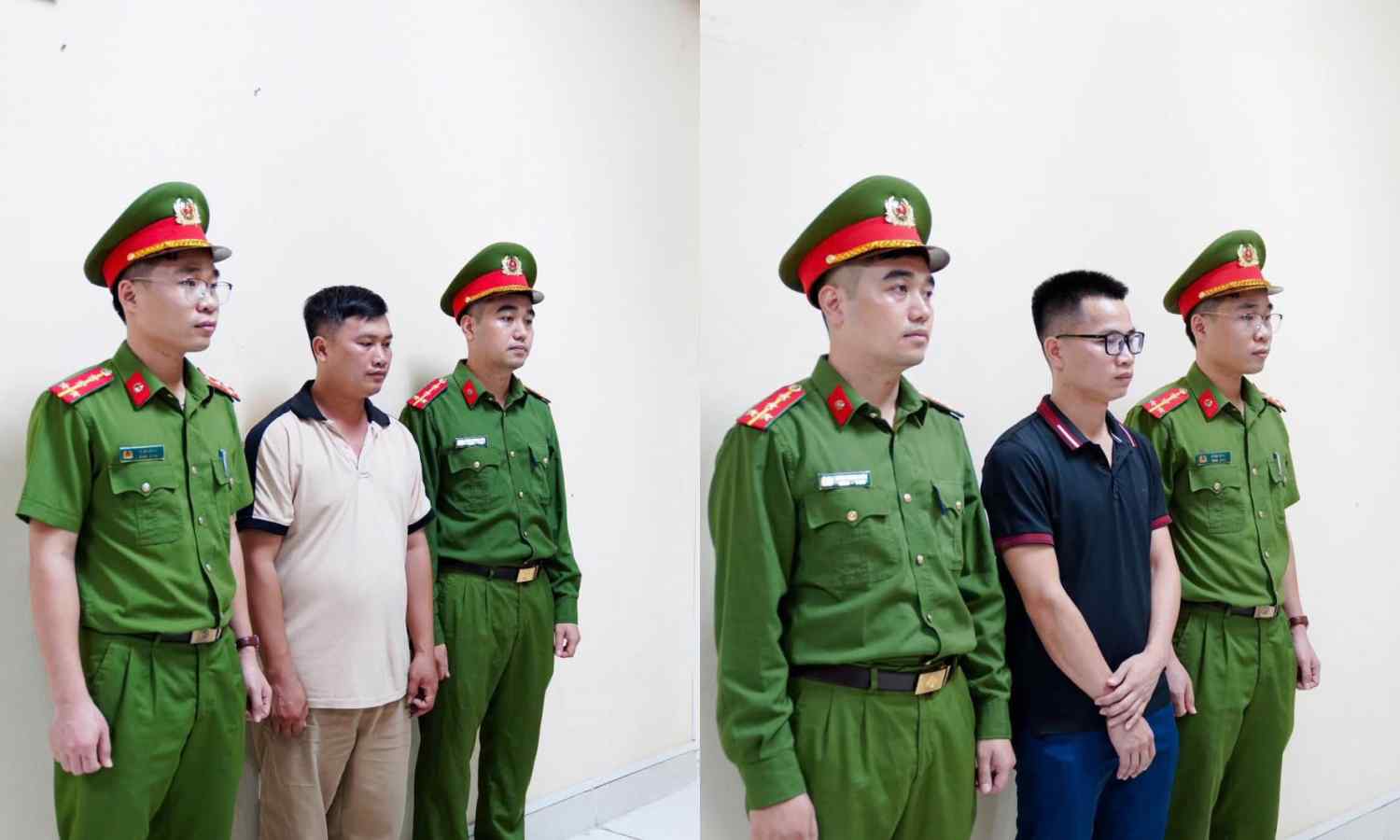 Bị can Nguyễn Văn Hưng (trái) và Khuất Tiến Minh - Ảnh: Công an Phú Thọ