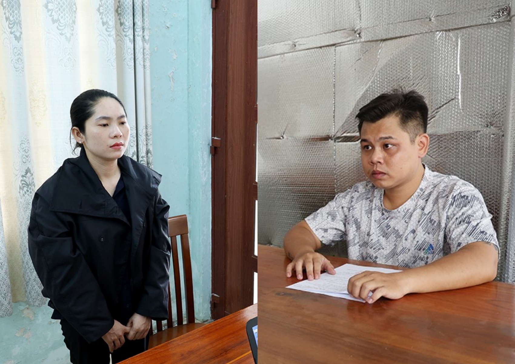 Đối tượng Cao Thị Thúy An (trái) và Nguyễn Hoàng Việt - Ảnh: Công an An Giang 