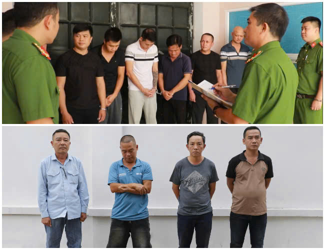Các đối tượng Tổ chức đánh bạc và đánh bạc bị bắt giữ - Ảnh: Công an Nghệ An