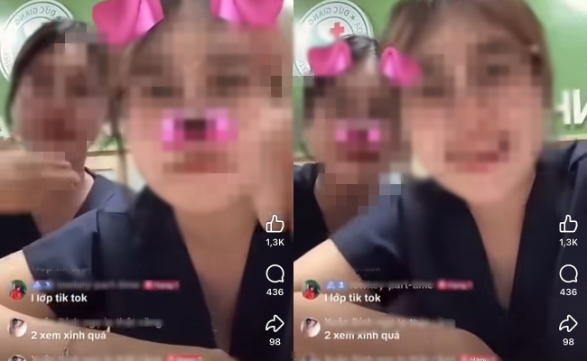 Hai cô gái có những phát ngôn thiếu chuẩn mực khiến dư luận bức xúc. (Ảnh cắt từ clip)