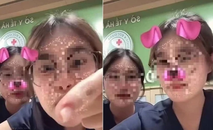Sinh viên y khoa livestream phản cảm trên MXH (ảnh cắt từ Cilp).