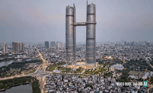 Ảnh minh họa Hanoi Twin Towers 99 trong tương lai bằng AI dựa trên phối cảnh từ chủ đầu tư