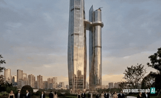 Ảnh minh họa Hanoi Twin Towers 99 trong tương lai bằng AI dựa trên phối cảnh từ chủ đầu tư