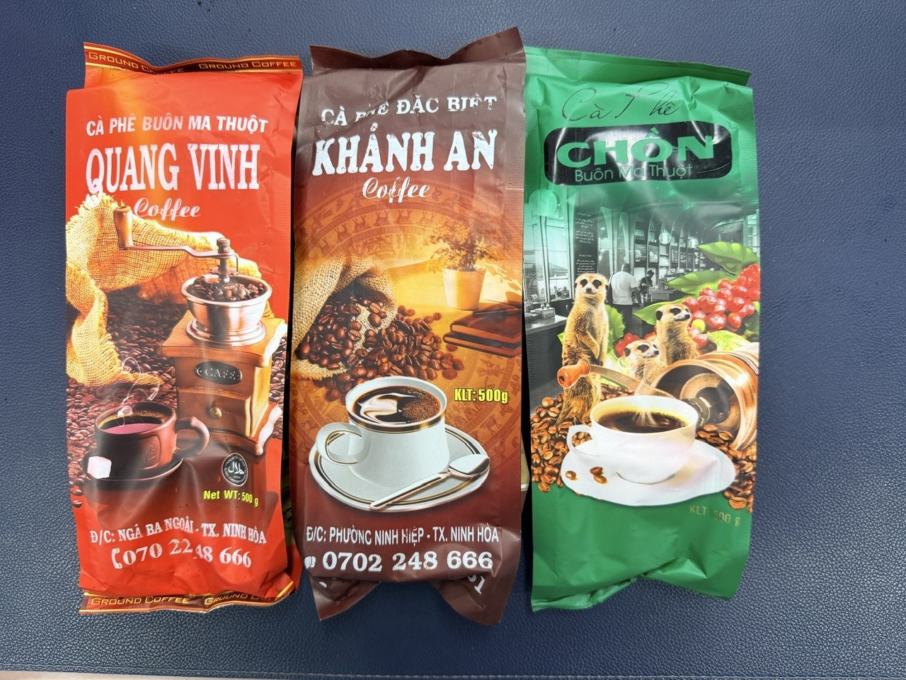Các sản phẩm cà phê bột do N.Q.V sản xuất - Ảnh: Công an Khánh Hòa