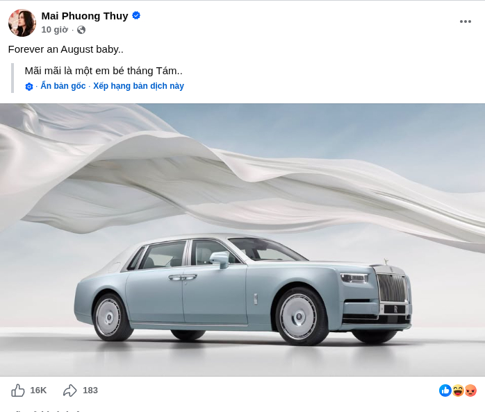 Mai Phương Thúy đăng status mừng sinh nhật 38 tuổi