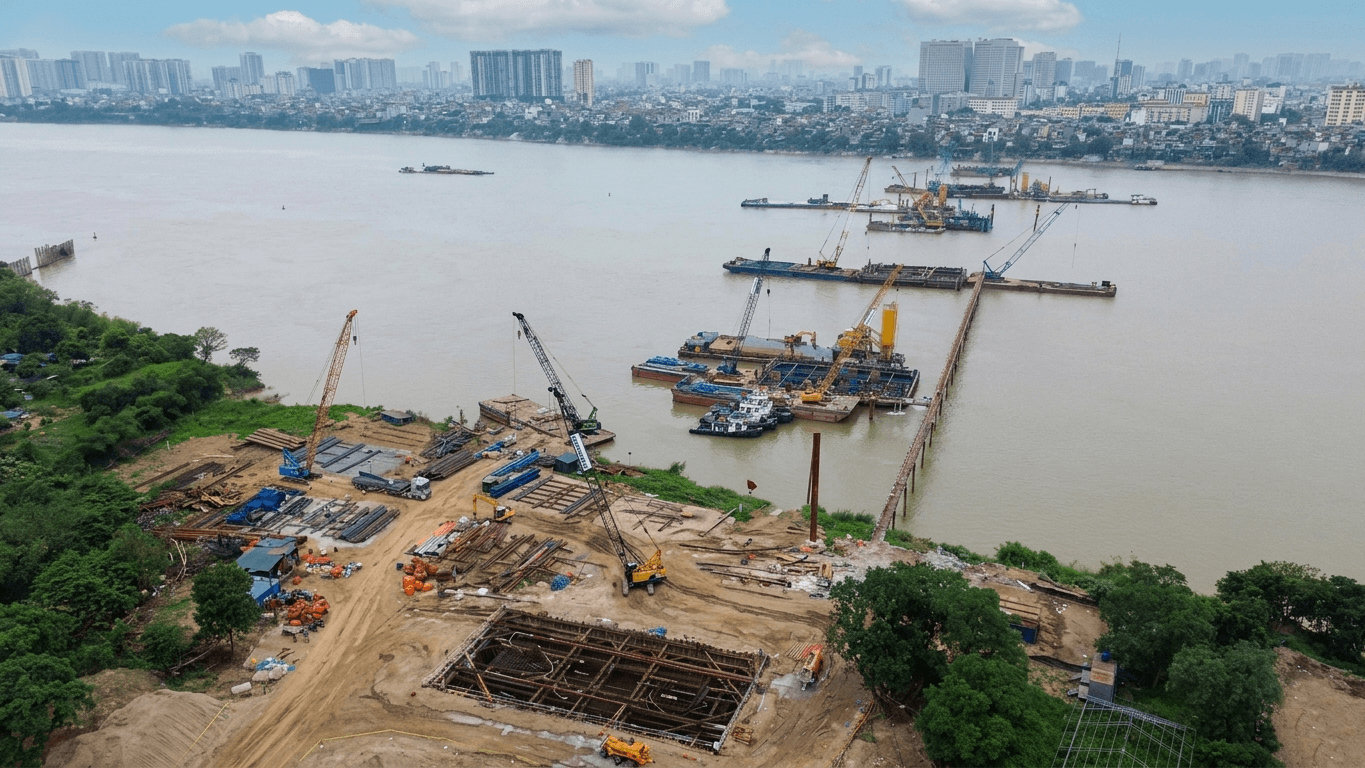 Tiến độ dự án cầu Trần Hưng Đạo đến tháng 4/2026 - Ảnh: Hà Nội Mới