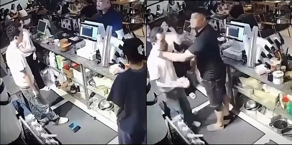 Người đàn ông có hành vi cố ý gây thương tích cho chủ quán cafe. (Ảnh cắt từ clip)