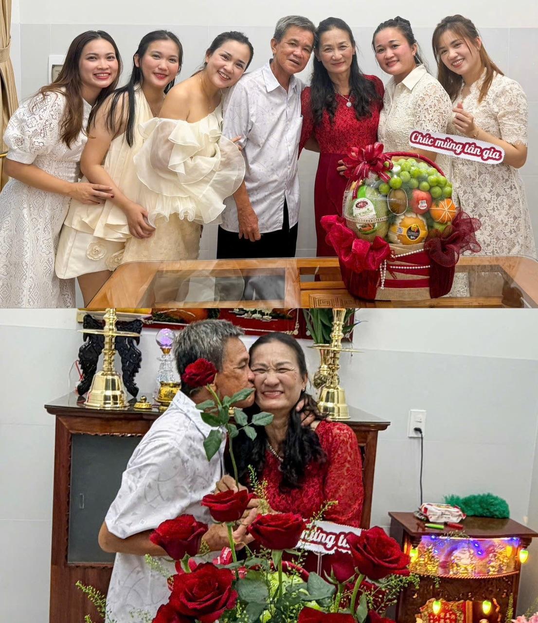 Bố mẹ chị Xuân hạnh phúc trong căn nhà mới. 