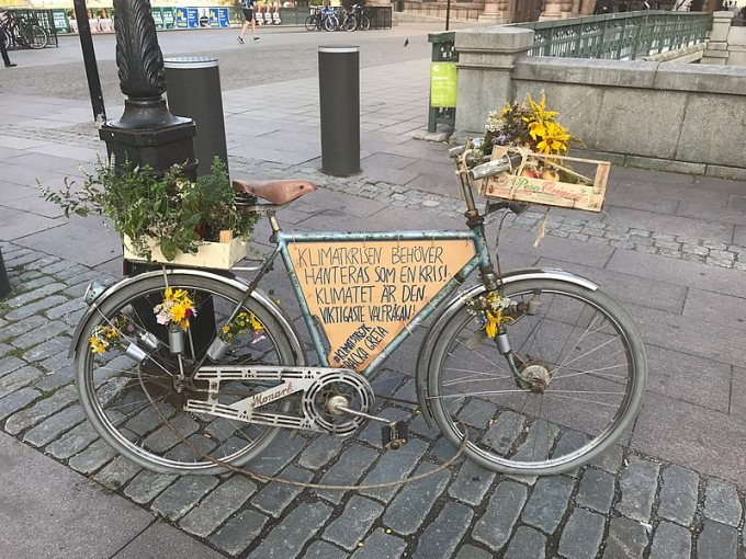 Xe đạp của Greta Thunberg tại Stockholm vào ngày 11 tháng 9 năm 2018: 
