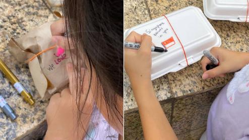 Tại Singapore, Tong Yee (45 tuổi) cùng 2 con gái của mình - Rui'en (10 tuổi) và Ruirui (6 tuổi) - đã tự tay đóng gói các phần ăn tặng cho đội ngũ nhân viên y tế đang làm việc không mệt mỏi để chống lại sự lây lan của virus corona. Trên mỗi hộp thức ăn, 2 cô bé tự tay ghi các thông điệp khích lệ để gửi gắm đến các nhân viên y tế, như là “Singapore tin bạn”, “Chúng tôi biết bạn có thể làm được”, “Chúng tôi yêu bạn”... Ảnh: Tong Yee.