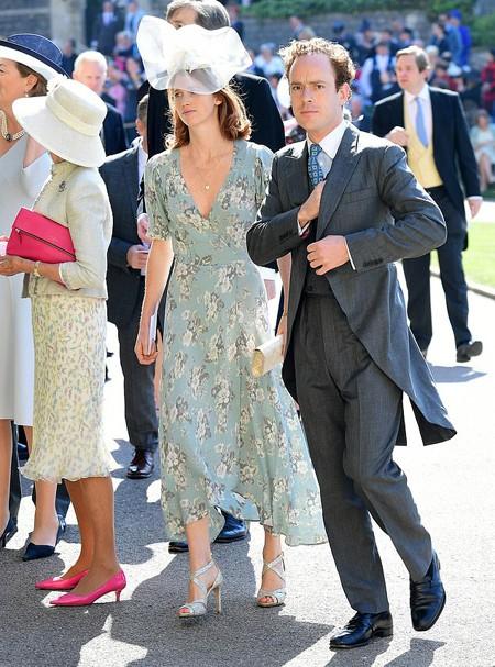 Tom 'Skippy' Inskip và vợ đến dự đám cưới Harry hồi tháng 5 năm ngoái ở Lâu đài Windsor. Ảnh: Rex.